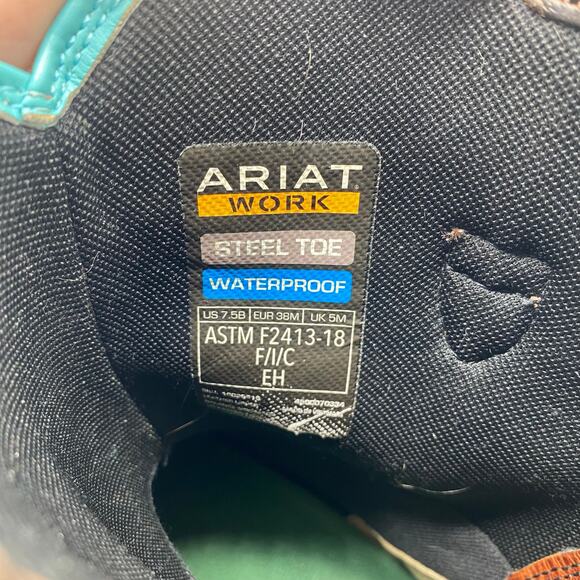 Ariat Krista Brown Leather Calf Height Boots Cowboy Steel Toe Women's size 7.5 - Picture 8 of 12